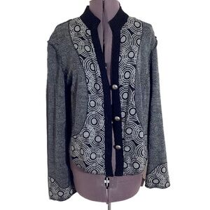 Canvasbacks Vtg Mixed Media Tapestry Cardigan Jacket Size L